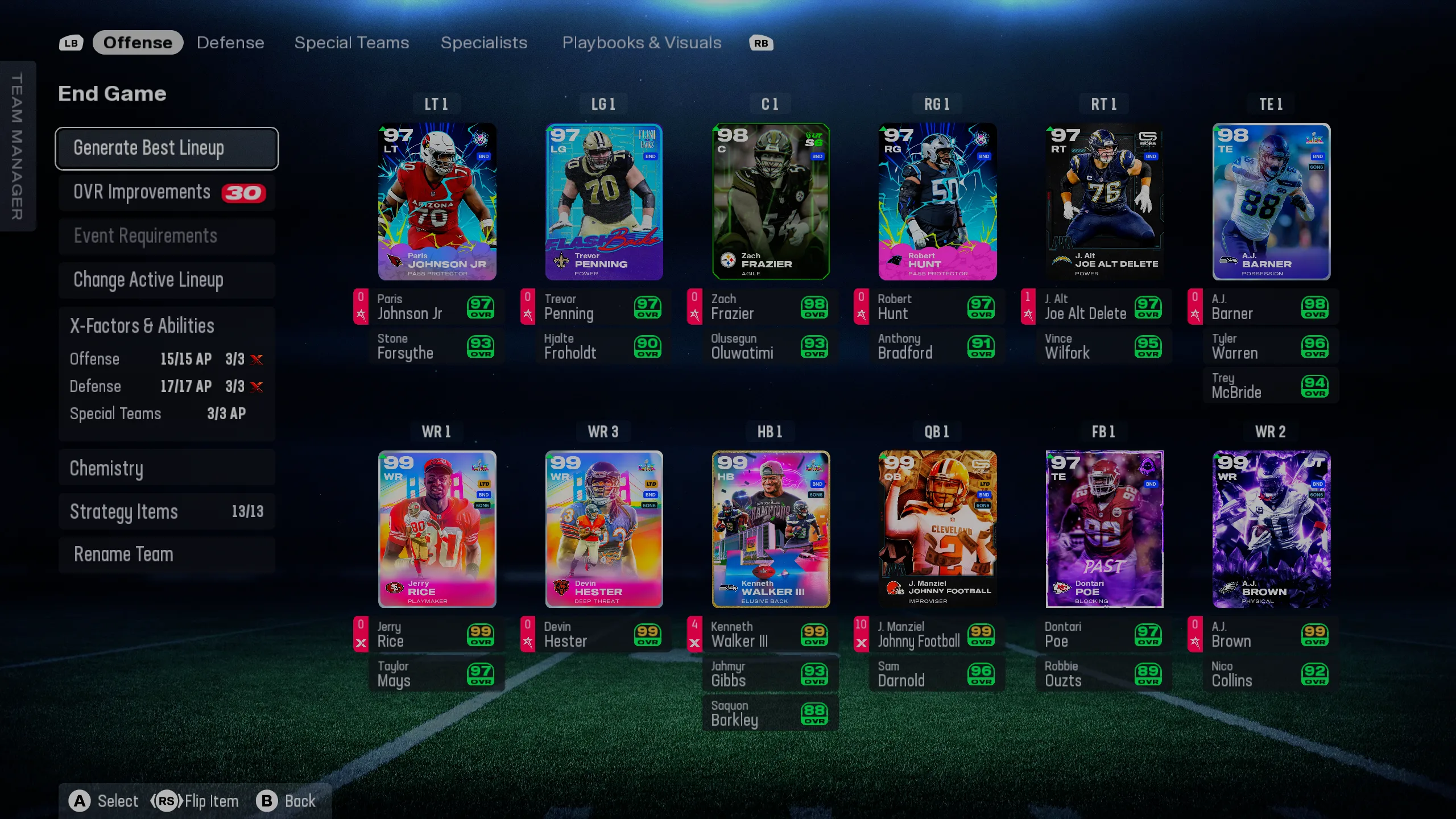 Offense — Balanced skill positions across every formation